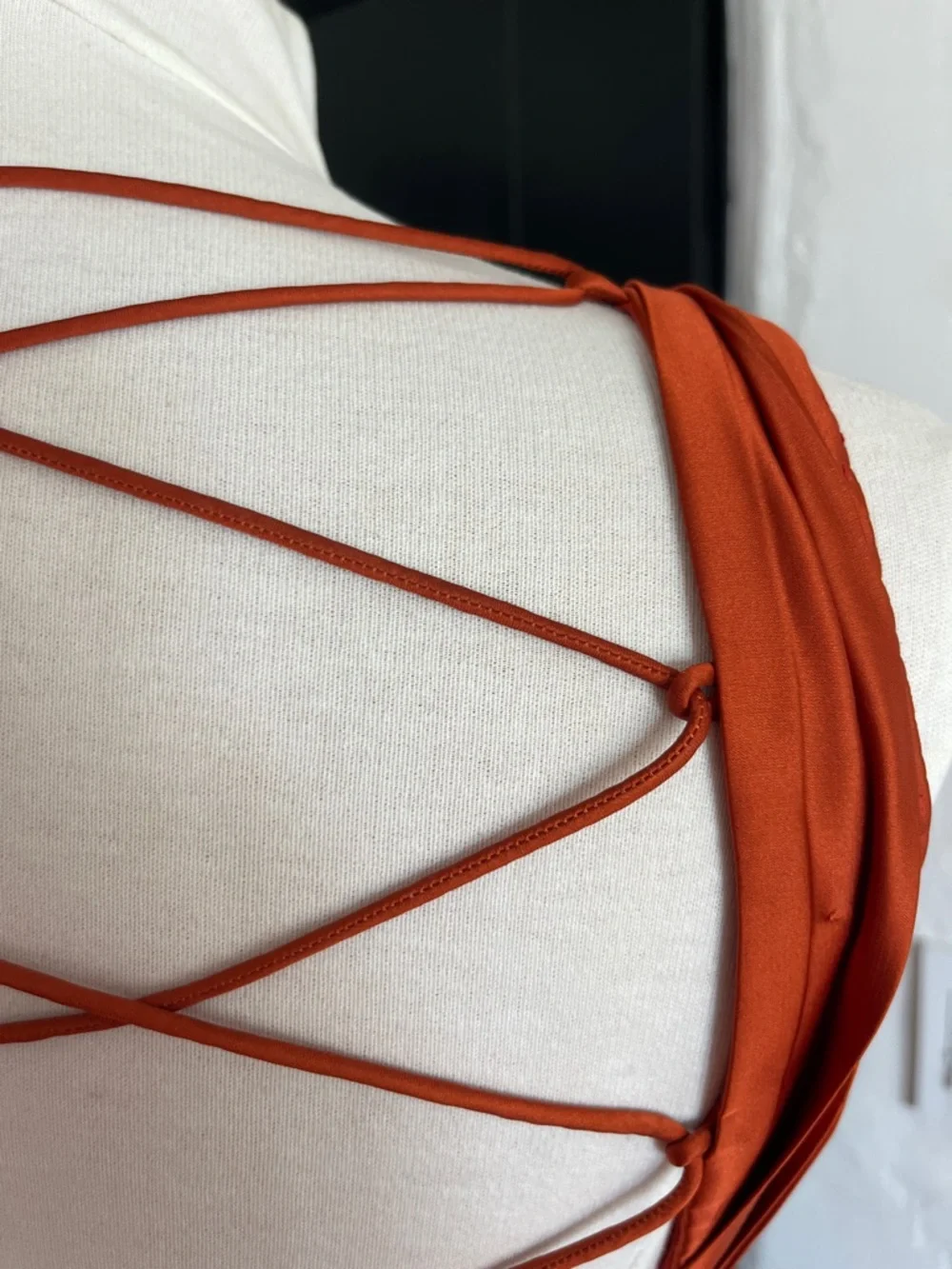 Mac Duggal Burnt Orange Pleated V-Neck Maxi Dress - Picture 6 of 7